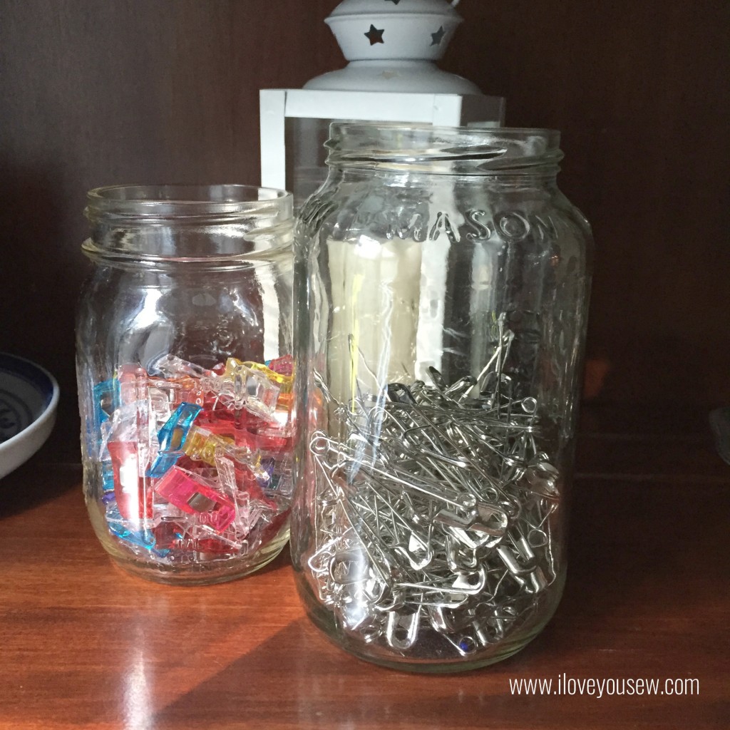 Use Mason Jars for clips and Safety Pins